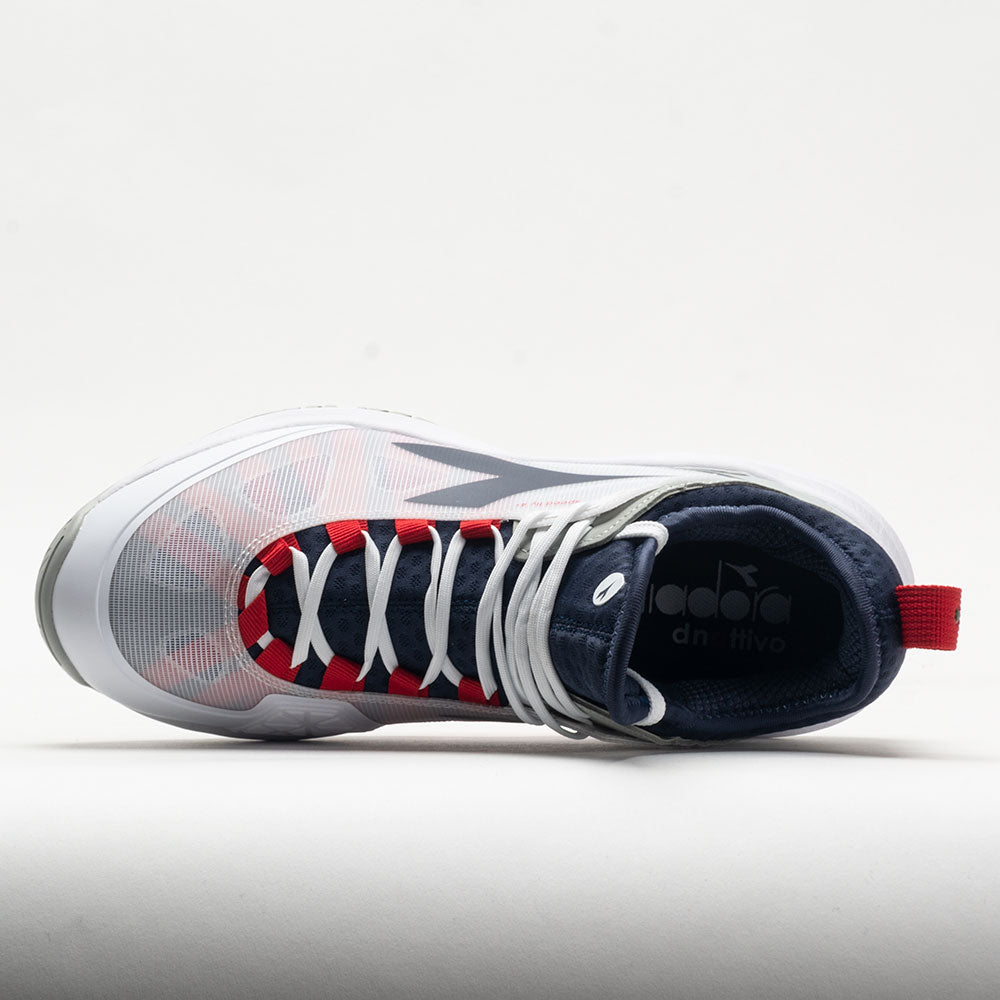 Diadora Blushield Fly 4+ Men's  White/Blue Corsair/Fiery Red